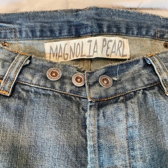 Magnolia Pearl Miners Denim Pants 213 Rare Distressed Mending Patching Destroyed - Picture 13 of 16